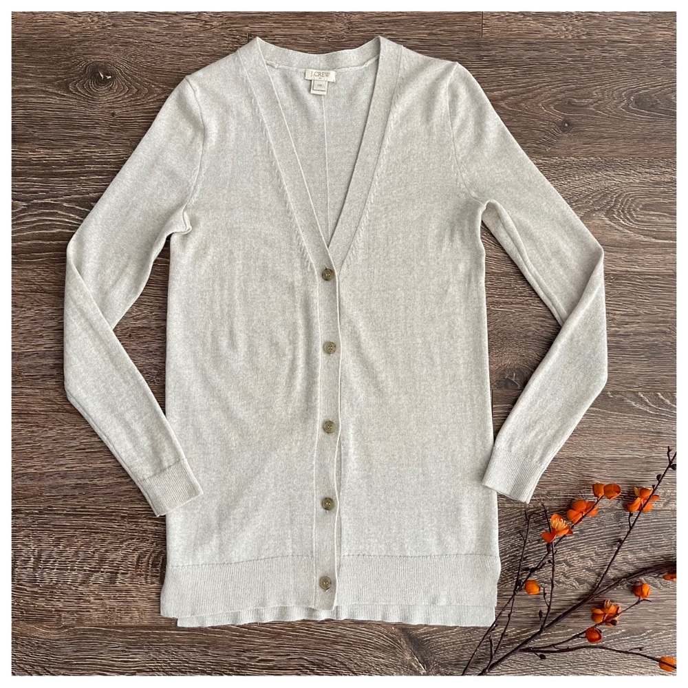 J Crew Factory V-Neck Cardigan Sweater in Heather Dusk